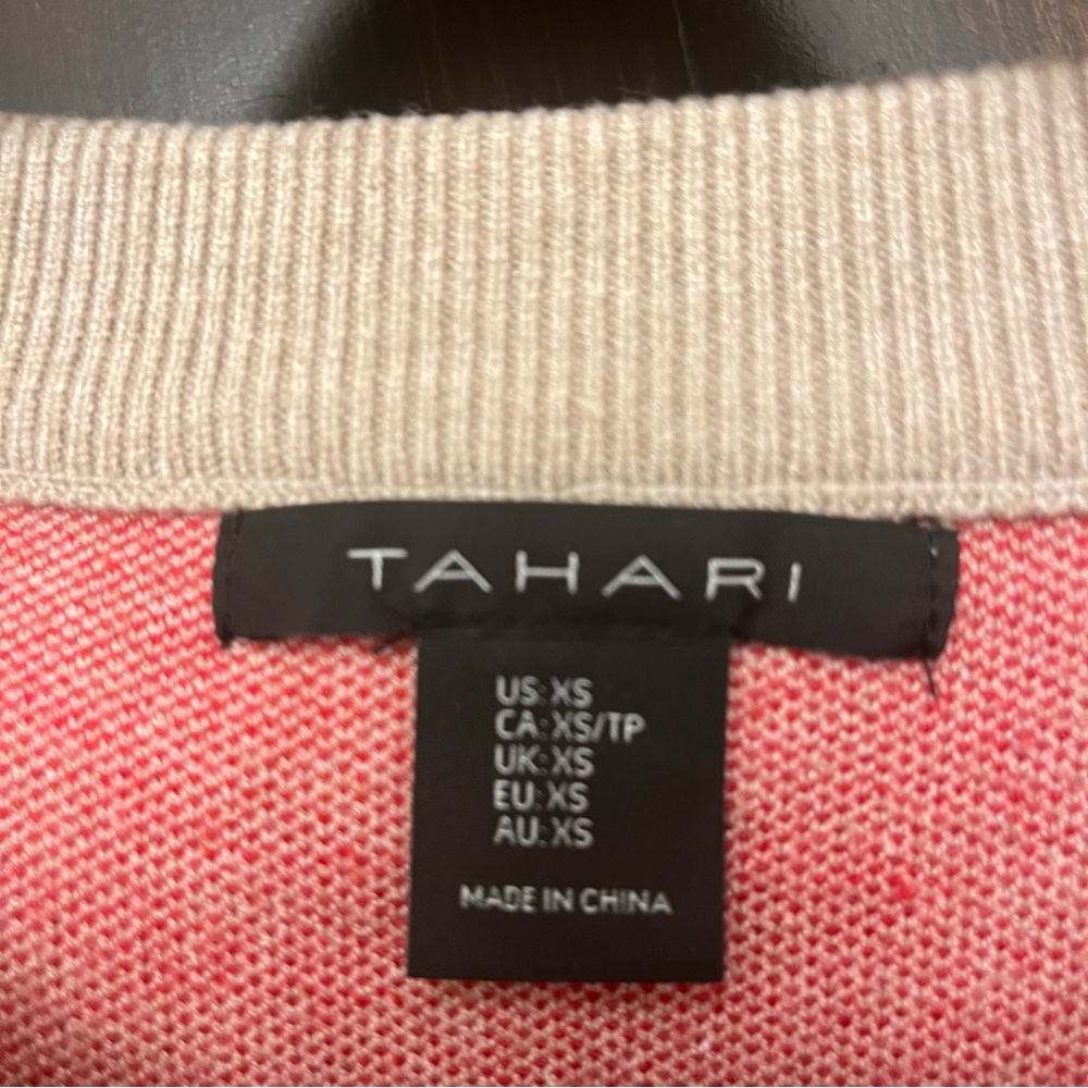 Tahari Beige Sweater with Red Hearts - Picture 3 of 6